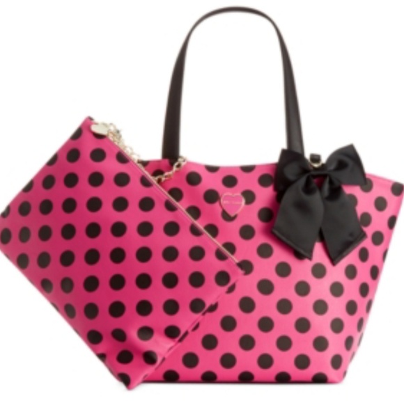 ISO Pink/Black Polka Dot Betsey Johnson Purse - Picture 2 of 2